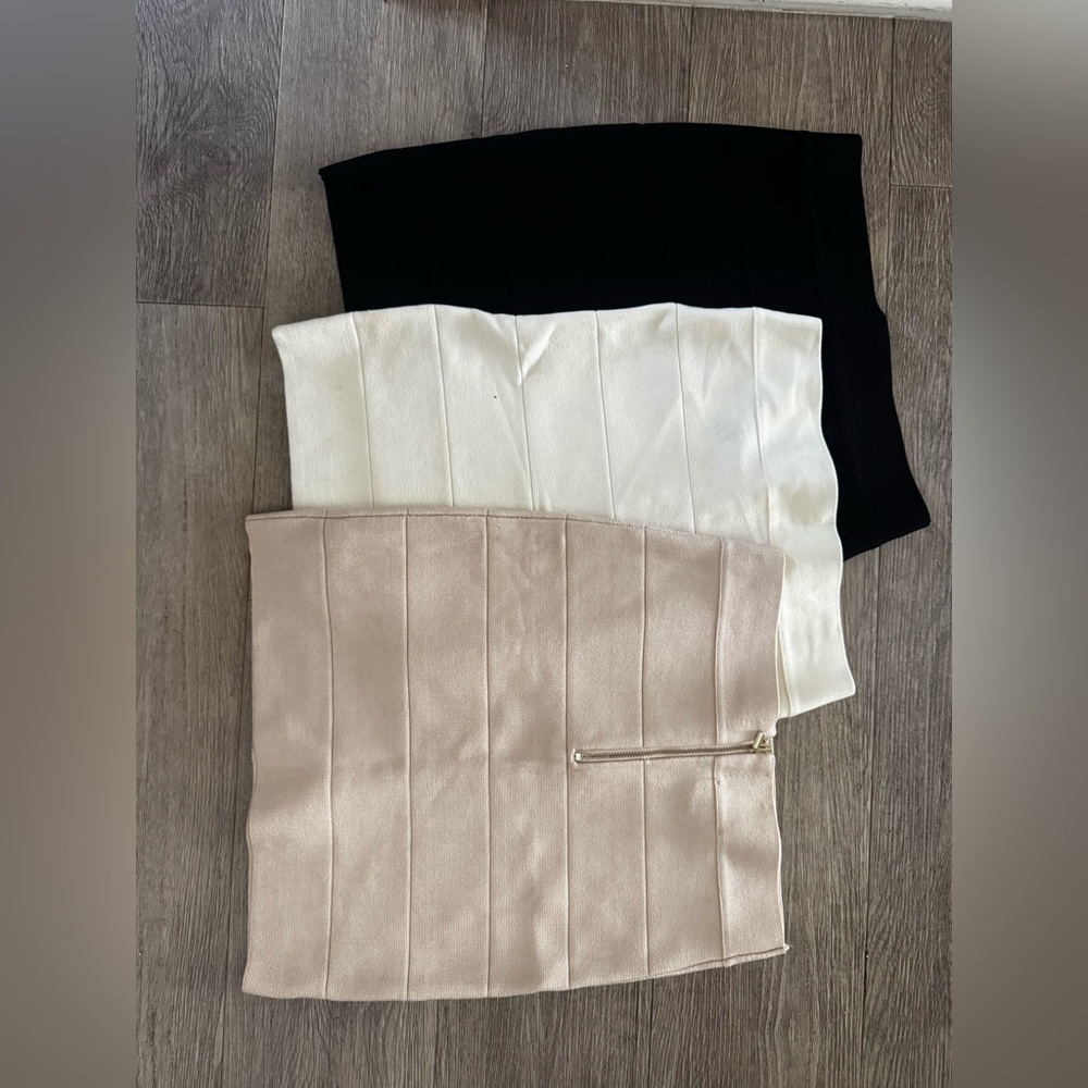 bebe Women's Pencil Skirt Set - Black, White, and Tan